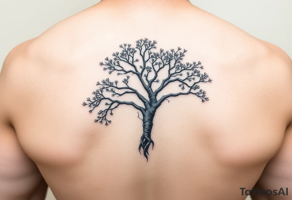 Lace band coming from a jacaranda tree tattoo idea