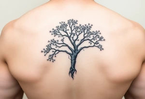 Lace band coming from a jacaranda tree tattoo idea