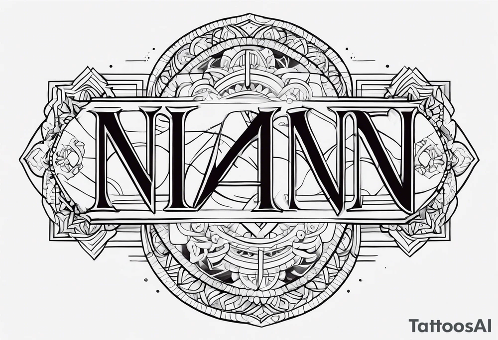 Write the word Nain in horizontally tattoo idea