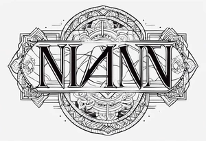 Write the word Nain in horizontally tattoo idea