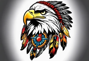 Eagle with native war bonnet tattoo idea