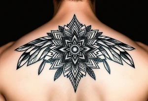 spiritual feathers ornamental mandala shaman tattoo idea