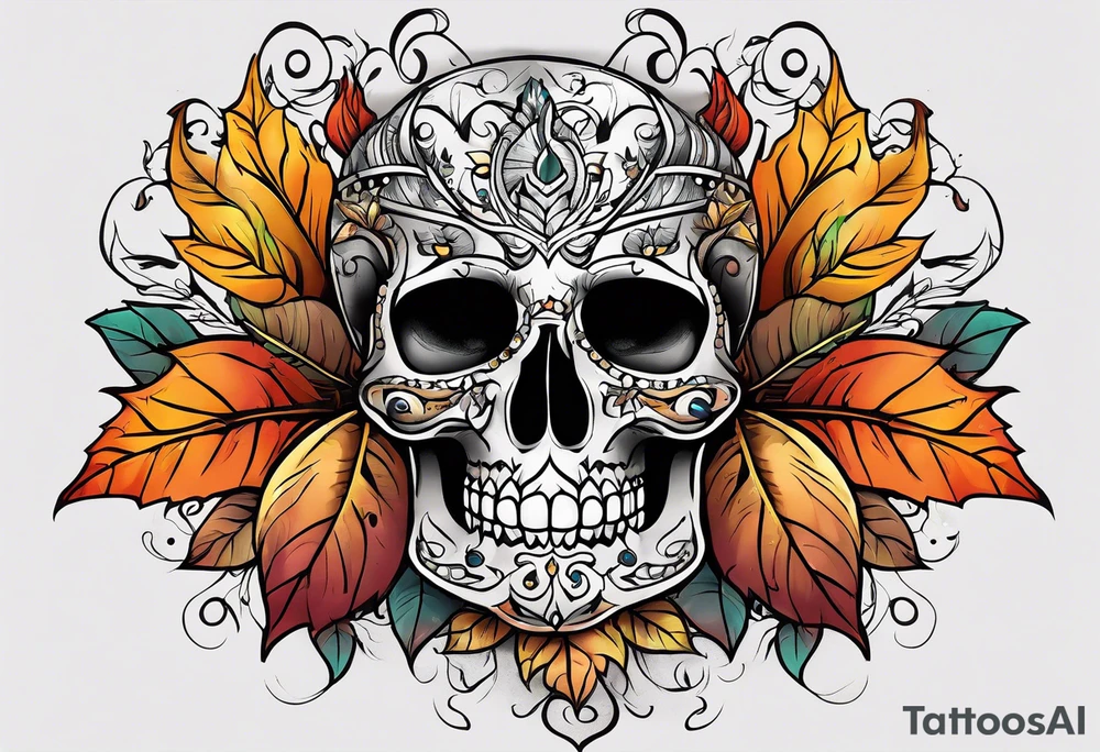 sleeve tattoo in fall colors tattoo idea