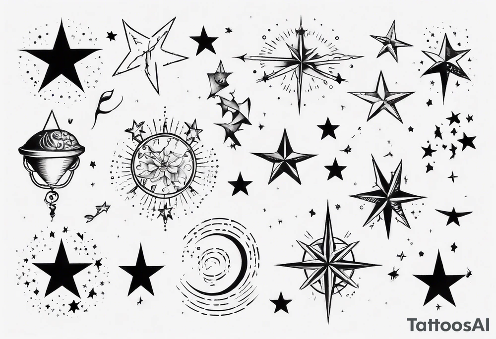Tattoo about wishing and wishes coming true and stars and dreaming tattoo idea