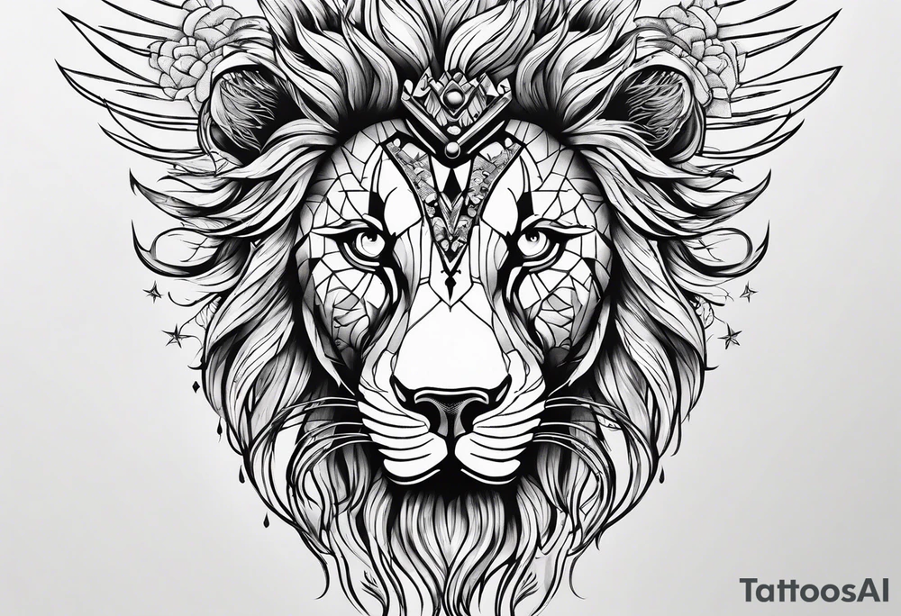 lion skeleton body tattoo idea