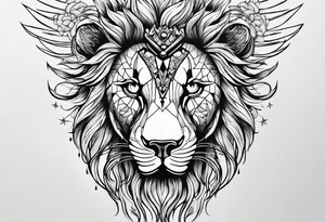 lion skeleton body tattoo idea