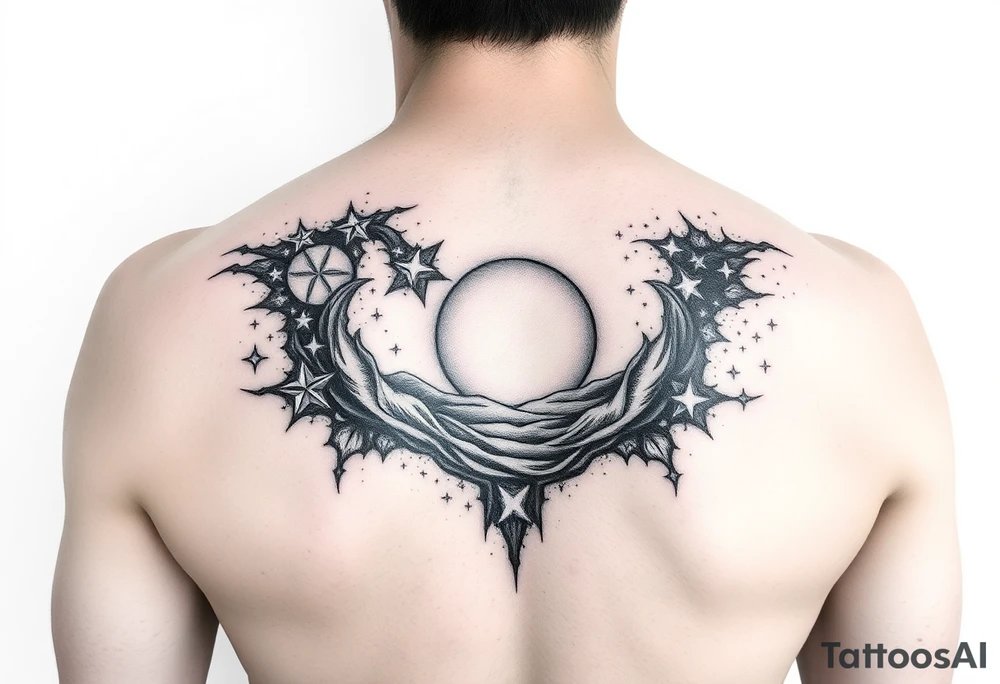 222 sunset love stardust and vibration tattoo idea