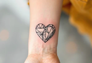 A heart made of geometric shapes, with some pieces missing, symbolizing the parts of us we lose in love. tattoo idea