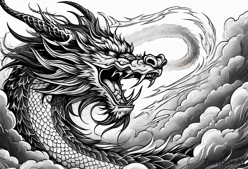 chinese dragon blowing fire while flying through a thunderstorm tattoo idea chinese dragon blowing fire while flying through a thunderstorm tattoo idea