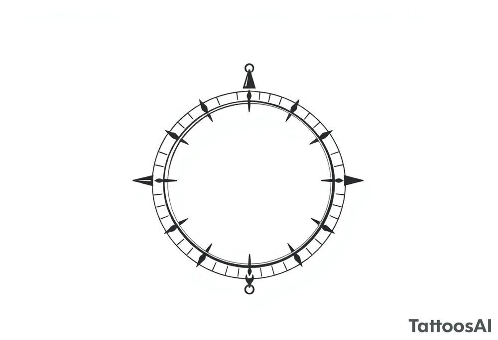 Compass without outer circle tattoo idea