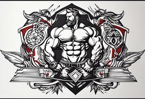 Simple design with elements linked to bodybuilding  travel and freedom , no people tattoo idea