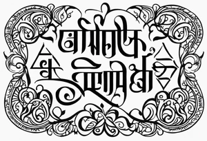 Tattoo ਨਿਰਭਉ ਨਿਰਵੈਰ written in Gurmukhi written text. Add symbols of fire and heart for strength and love tattoo idea