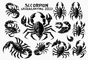 scorpion graduating in 2023 for game development and game design. Make it cute tattoo idea