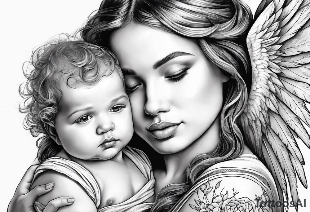 Angel holding a baby tattoo idea