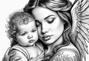 Angel holding a baby tattoo idea
