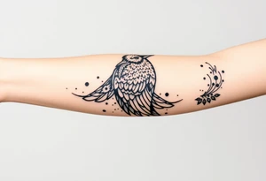 Nordic ornamental raven leg sleeve tattoo idea