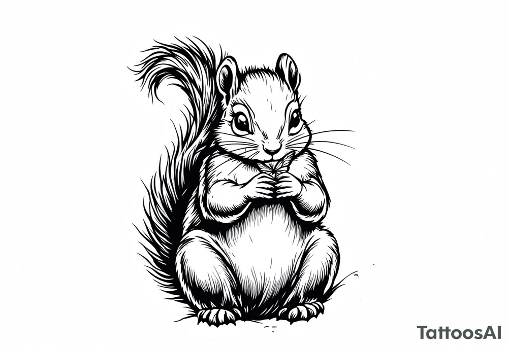 A Squirrel with a butterfly in hands tattoo idea