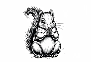 A Squirrel with a butterfly in hands tattoo idea