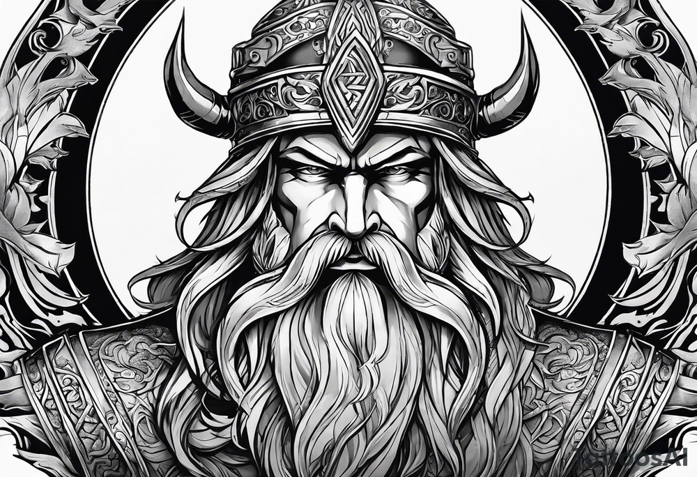 Odin mit Thore und darunter Hades mit sein dreiköpfigen Hund tattoo idea