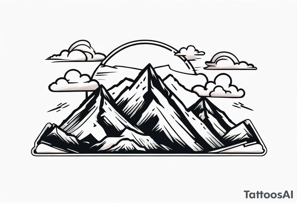 mountains with clouds
 simple with banner tattoo idea