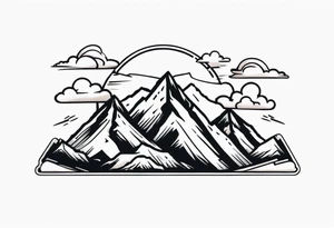 mountains with clouds
 simple with banner tattoo idea