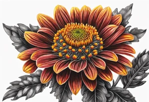 Powerful realistic Indian blanket flower tattoo idea