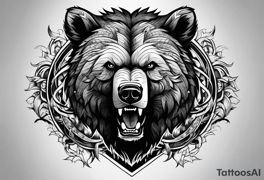 Bear with warriors attacking it tattoo tattoo idea