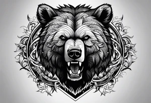 Bear with warriors attacking it tattoo tattoo idea