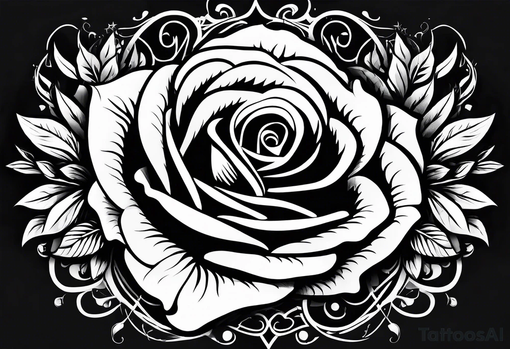 rose designs behind the word always and forever tattoo idea