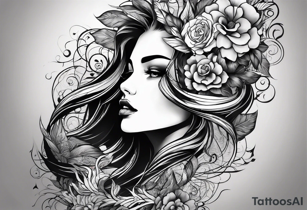 Visualise a tattoo that visualize a reminder for my self how I conquered the fear of death, in a sexy manly way that flows with the shape of the arm tattoo idea