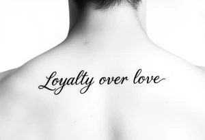 Loyalty over love just words tattoo idea