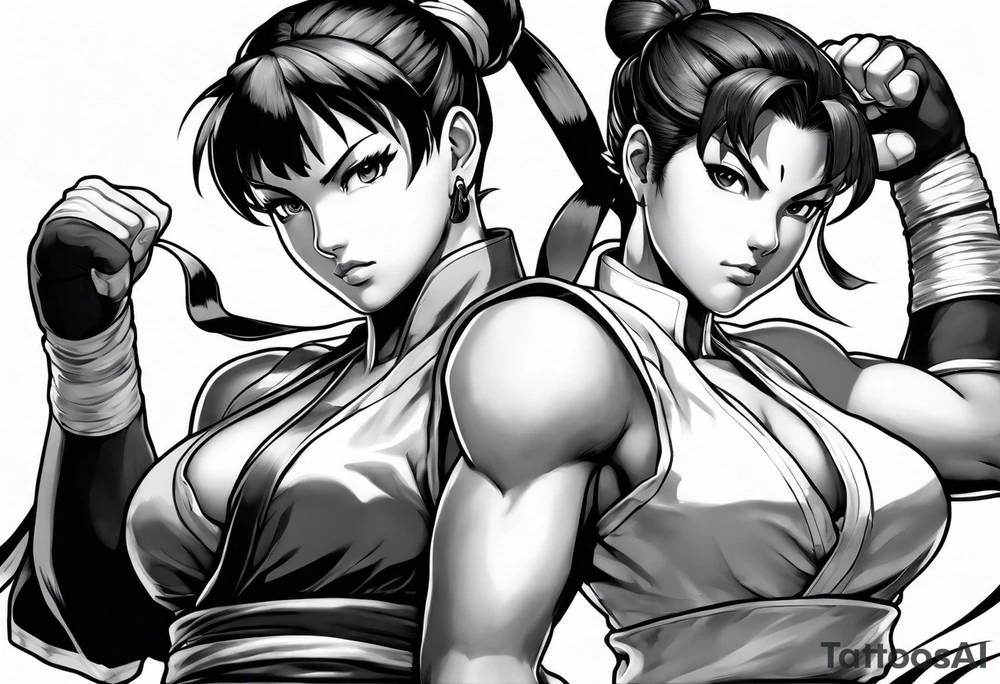 street fighter 3 makoto, chun li fighting tattoo idea
