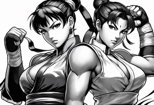 street fighter 3 makoto, chun li fighting tattoo idea