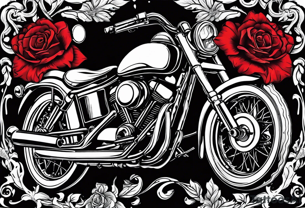 Playing cards, guns & roses, flowers & vines, a motorcycle and Marlboro reds tattoo idea