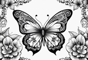lace butterflies flowers full arm sleeve tattoo idea