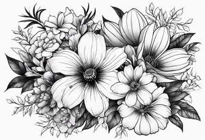 Majestic bouquet of japanese death flowers tattoo idea