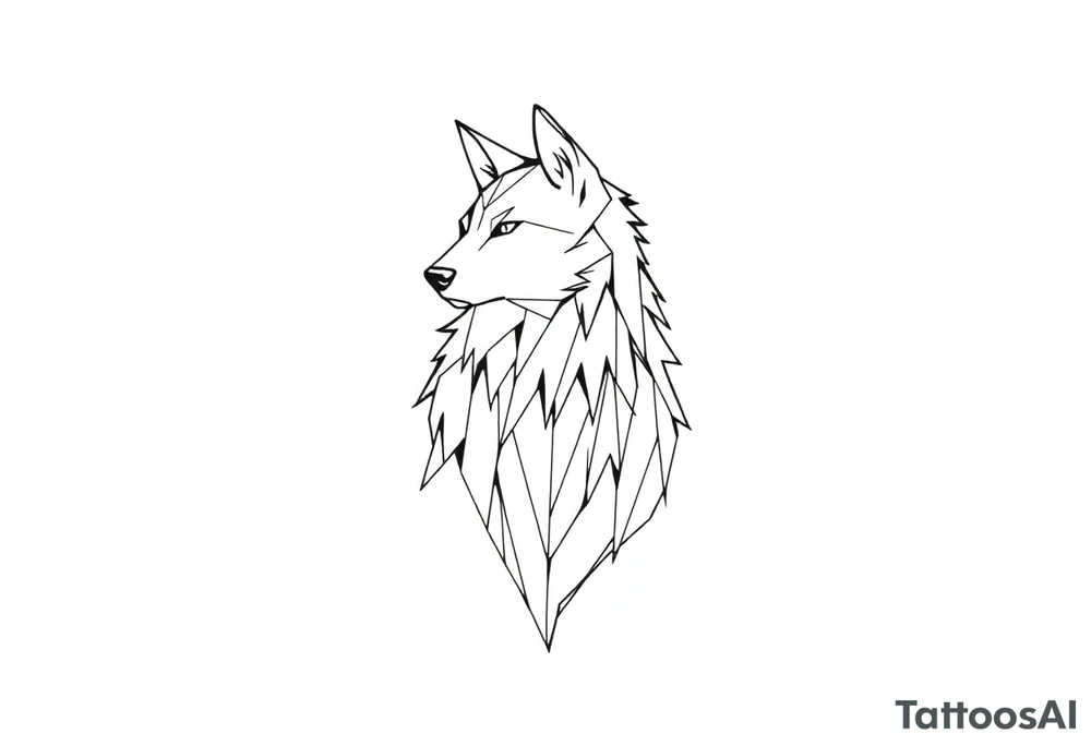 Geometric friendly  wolf tattoo idea