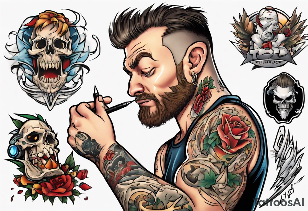 Todd Macalpine getting a tattoo close up tattoo idea