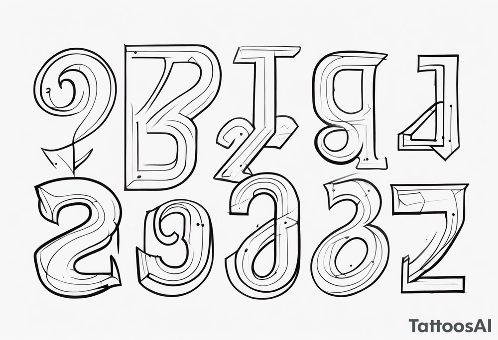Numbers and letters tattoo idea