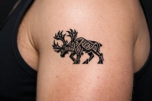 Caribou in Norse knot work open line concept mammon style tattoo idea