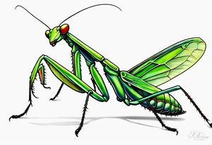 Praying mantis giving a cricket a hug tattoo idea