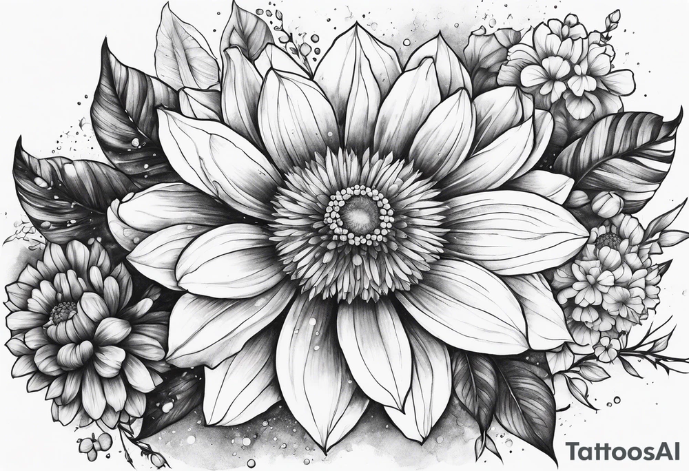 Cosmic space flowers tattoo idea