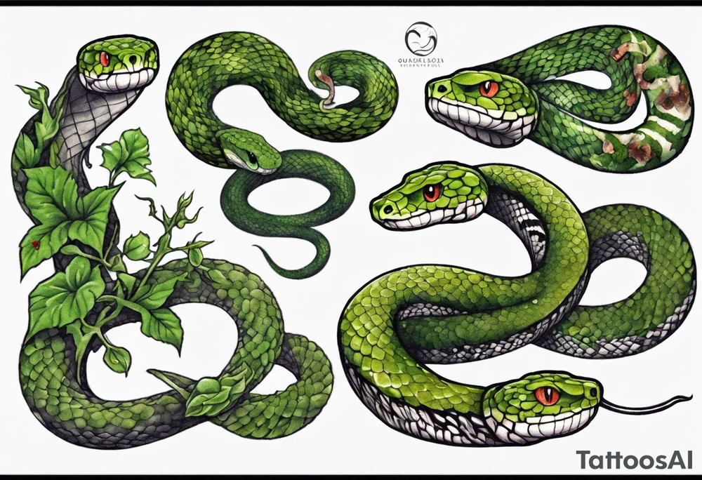 Snake covered in Moss/overgrown tattoo idea