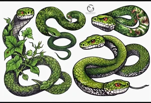 Snake covered in Moss/overgrown tattoo idea