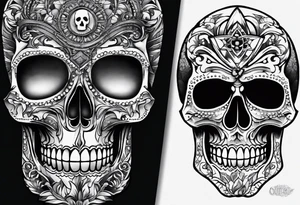 Two 1911 facing away from each other that together create a terrifying skull. tattoo idea