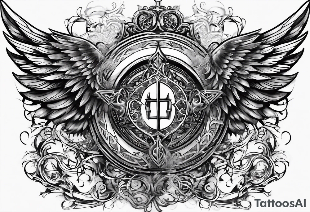 chest Christianity and wings tattoo idea