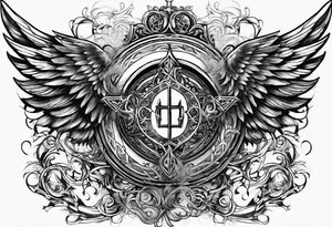 chest Christianity and wings tattoo idea