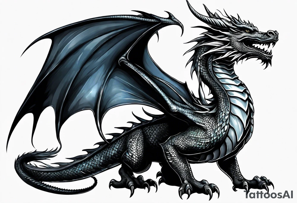 dragon with black background tattoo idea