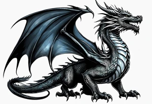 dragon with black background tattoo idea