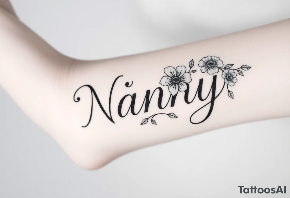 Word Nanny with flower
 tattoos tattoo idea